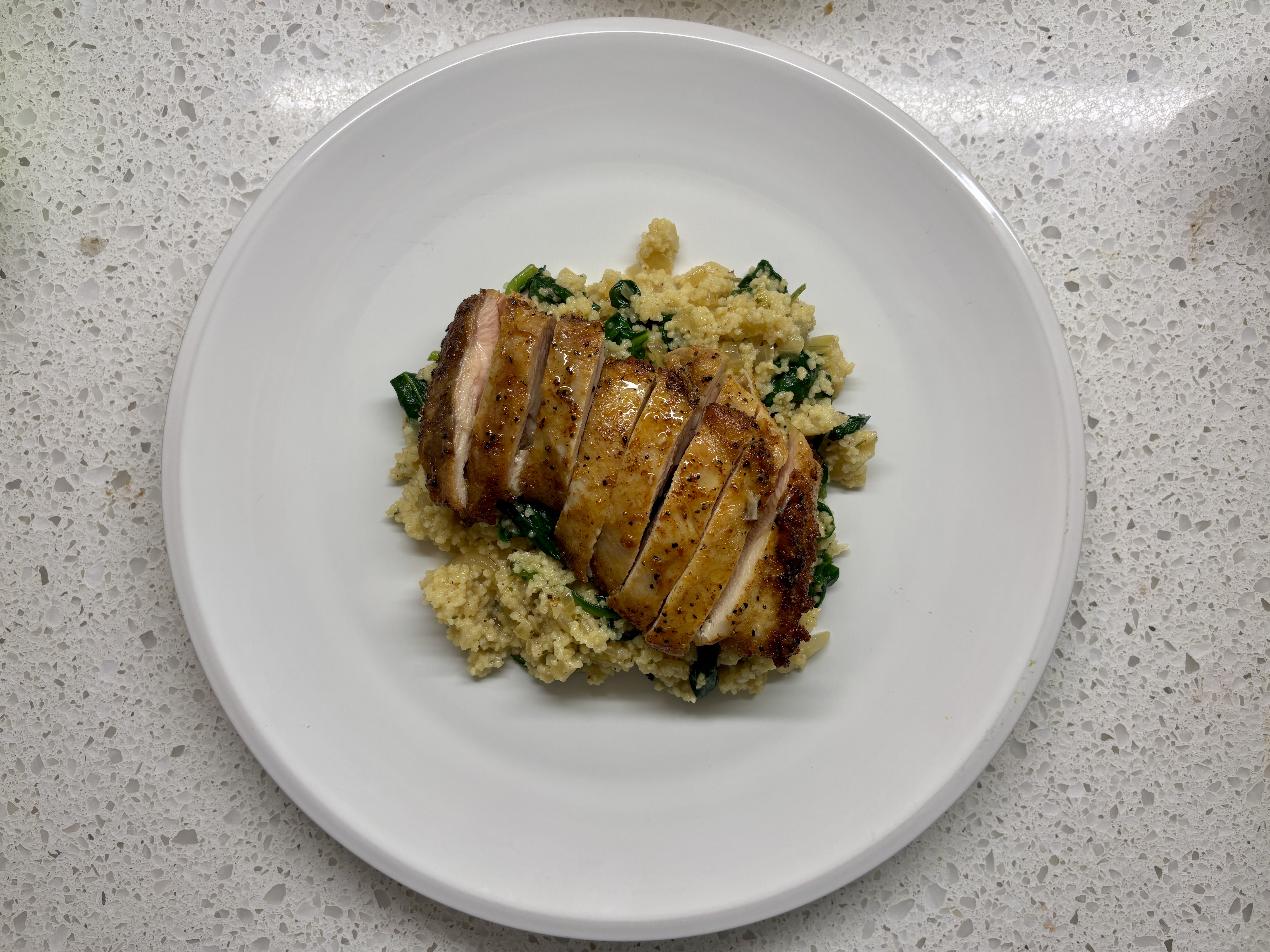 roasted chicken & garlic parmesan couscous