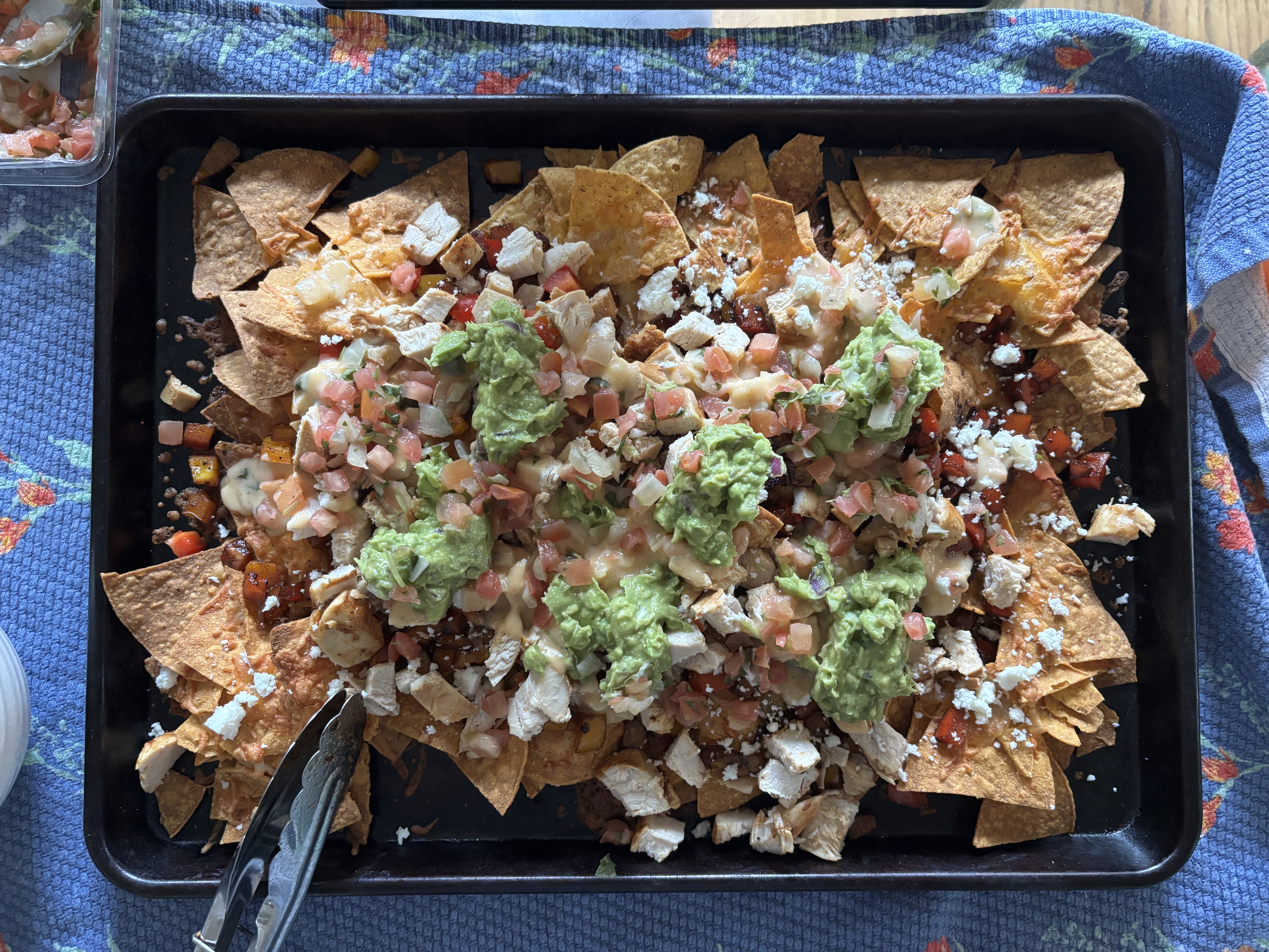 loaded shredded chicken nachos