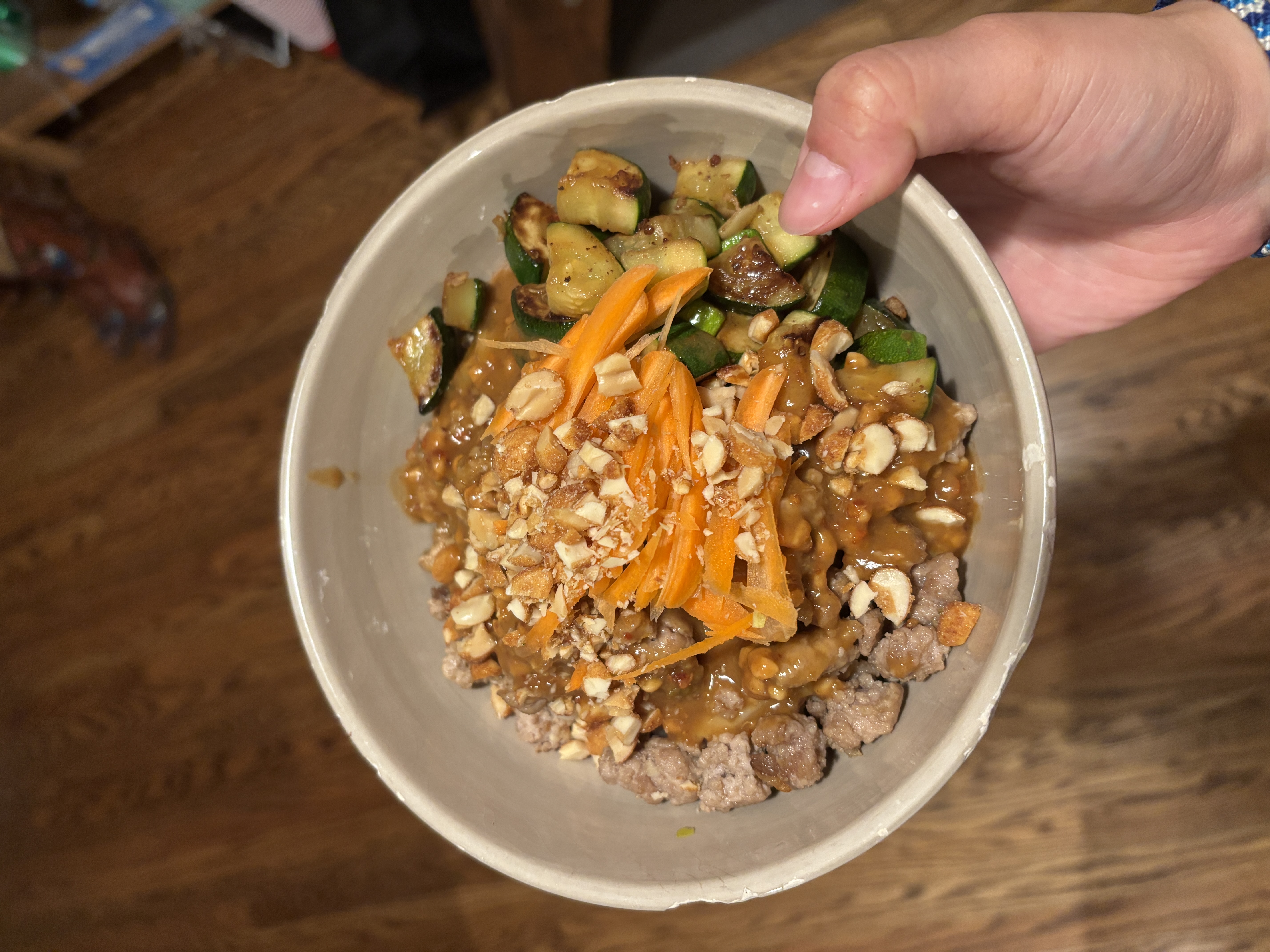dan dan noodles with sautéed zucchini