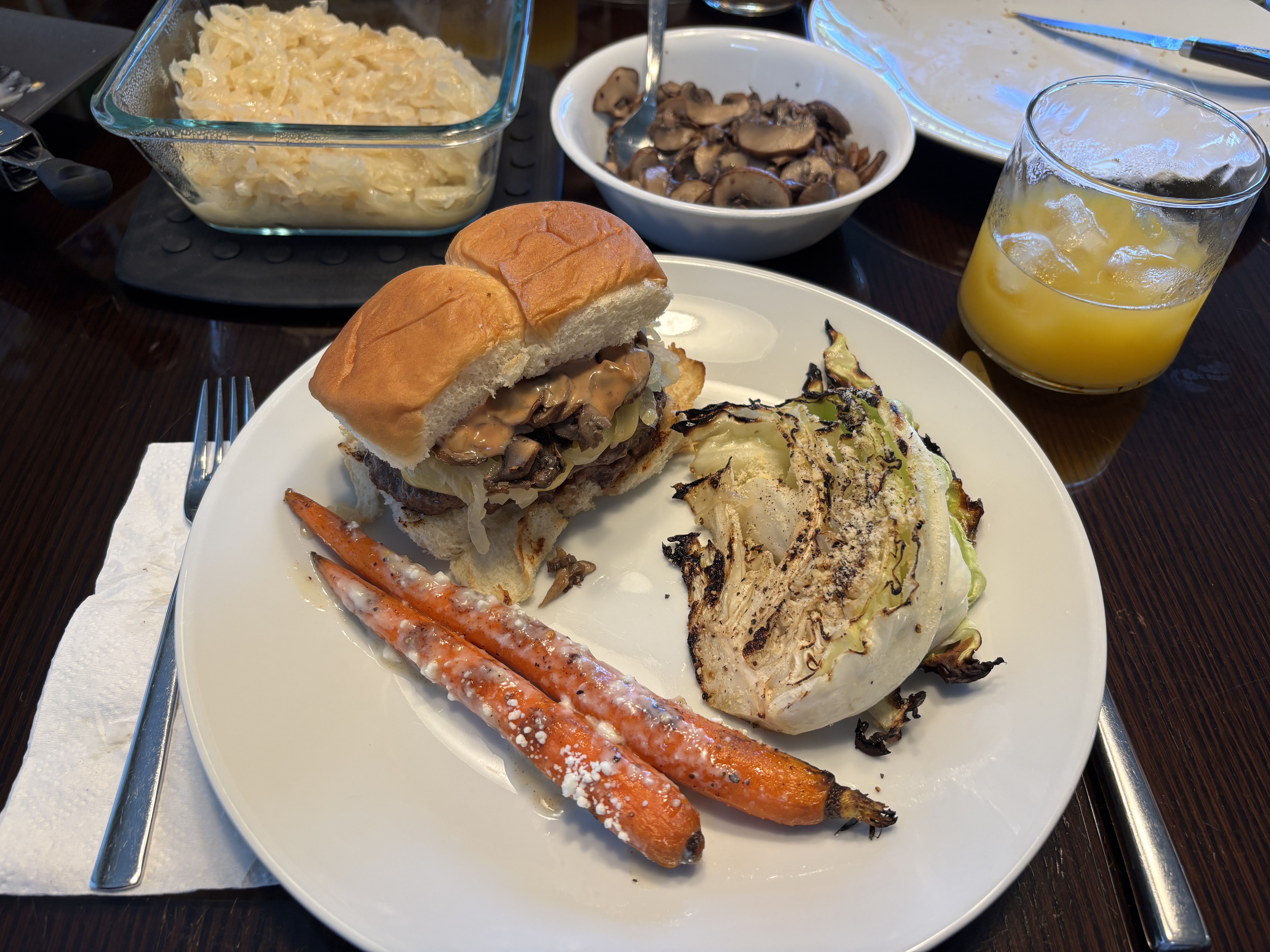 gouda mushroom sliders & hot honey carrots