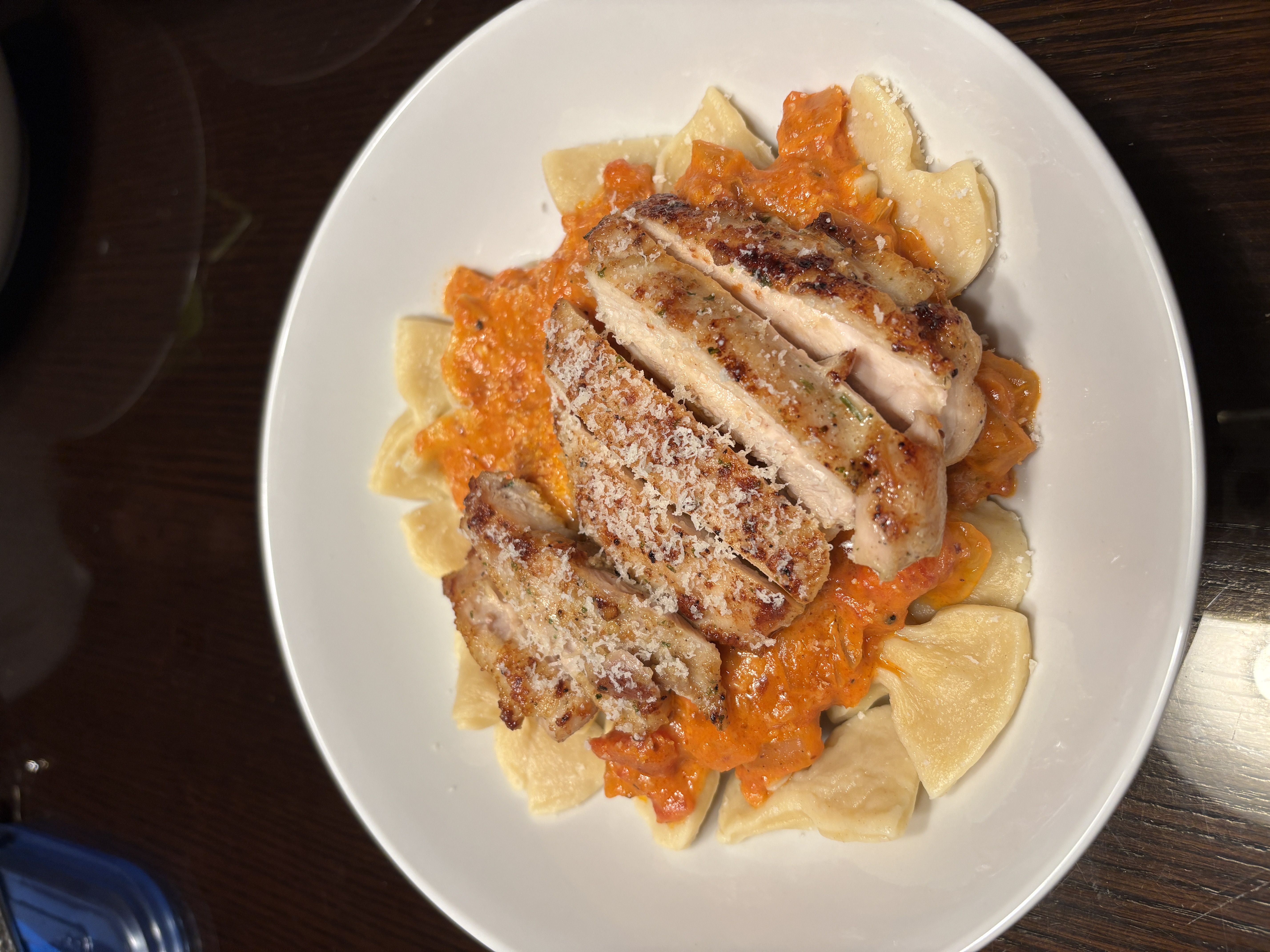 handmade farfalle with vodka sauce & chicken