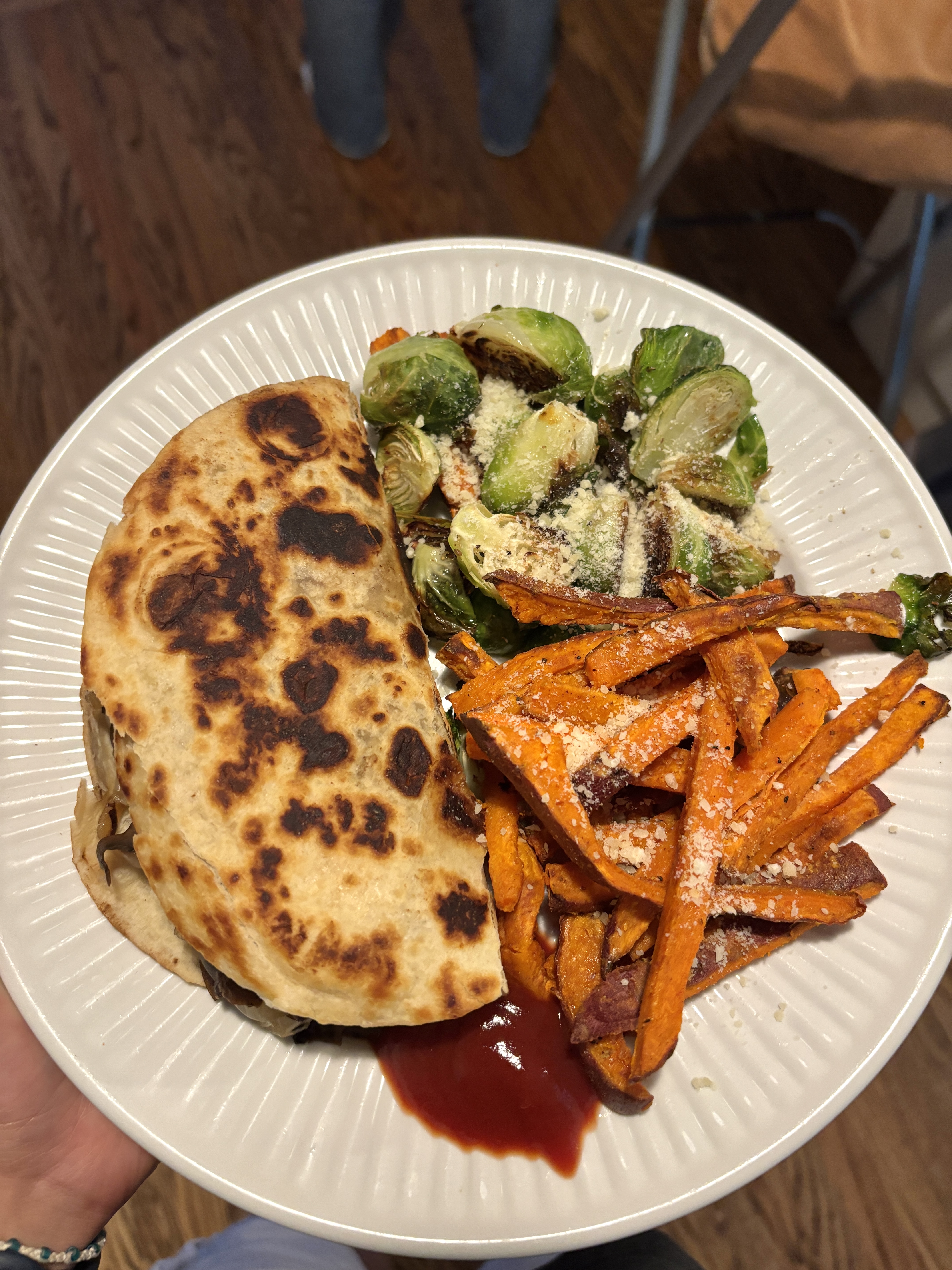 smash burger tacos & sweet potato fries